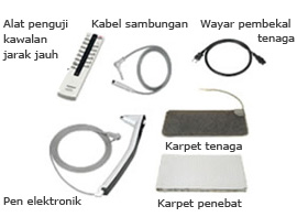 Kabel sambungan / Wayar pembekal tenaga / Alat penguji kawalan jarak jauh / Pen elektronik / Karpet tenaga / Karpet penebat